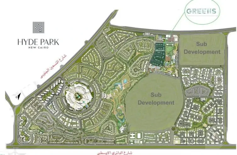 Master plan of Greens phase for apartment for sale in Hyde Park