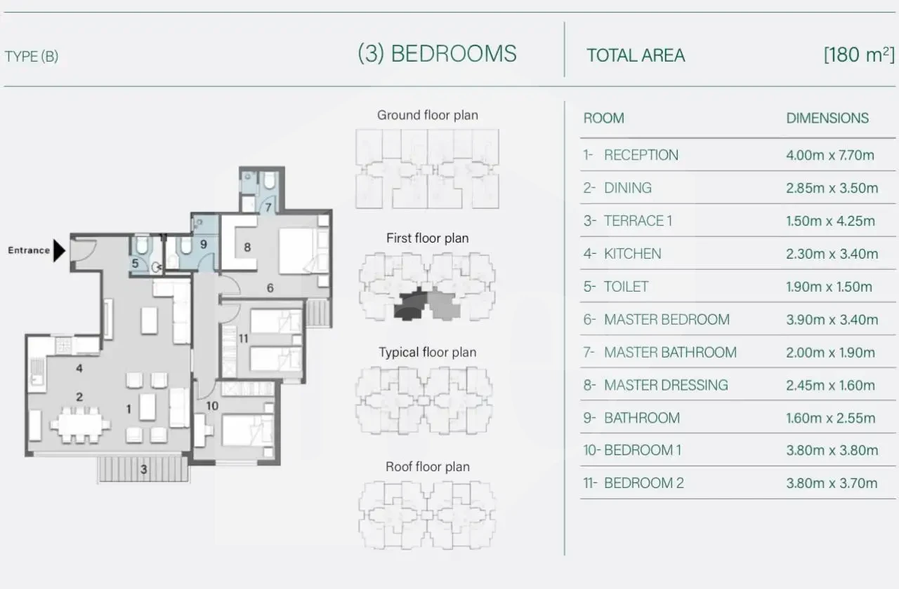 Apartment for sale in Aster Residence Compound, 3 bedrooms