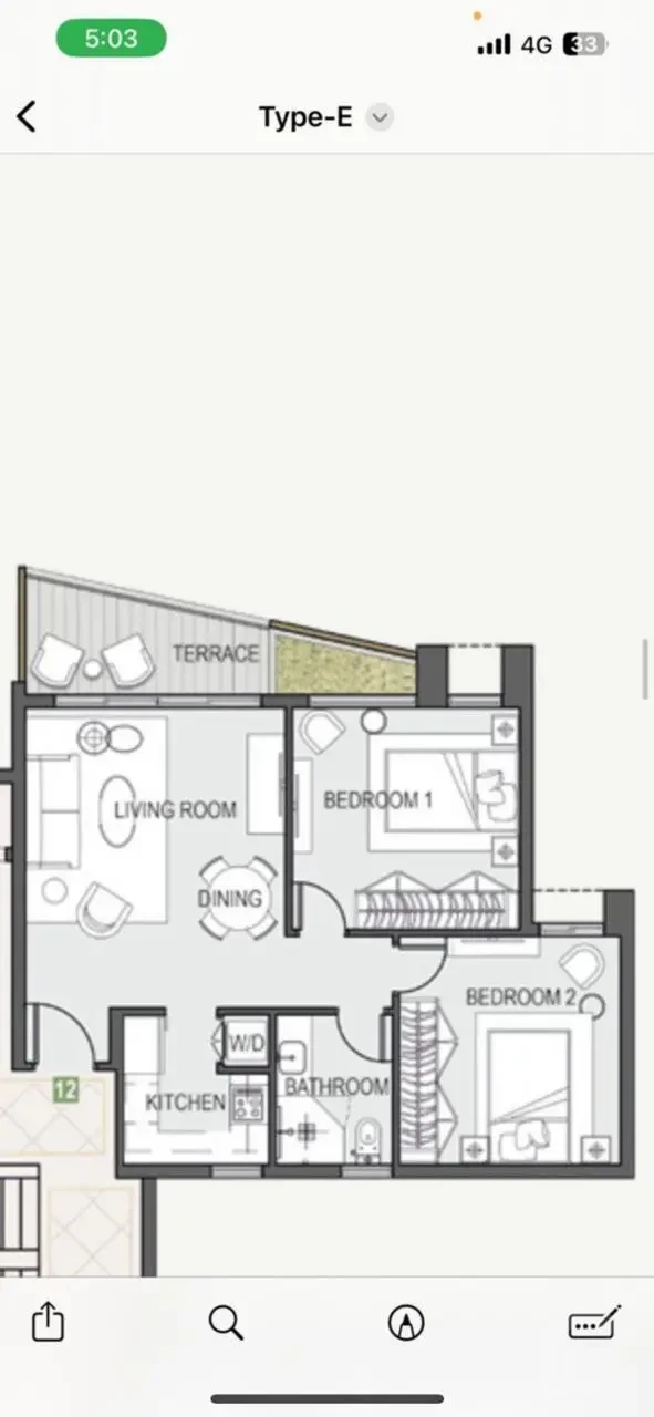 Floor plan for an apartment for sale in Privado Madinaty
