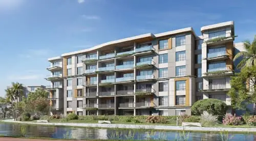 Apartment with lagoon overlooking at palm hills new cairo for sale by installments