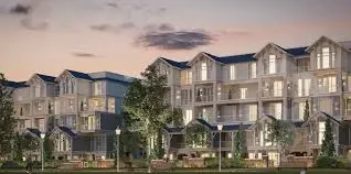 Modern architectural facade of a corner garden apartment for sale in Mountain View.