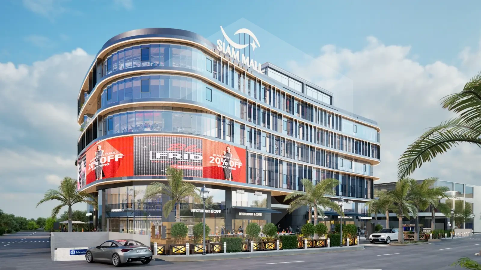 Siam Mall exterior facade with retail units and signage